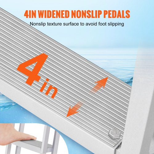 Dock Ladder Flip Up 5 Steps 350lbs Load Capacity Aluminum Pontoon Boat