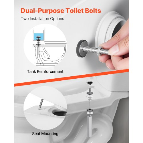 Universal Toilet Seat Bolts Kit 2PCS Metal Heavy Duty Toilet Tank Bolts