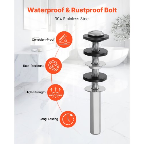 Universal Toilet Seat Bolts Kit 2PCS Metal Heavy Duty Toilet Tank Bolts