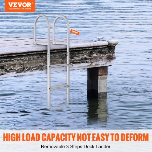 Dock Ladder Removable 3 Steps 500 lbs Load Capacity Aluminum Alloy