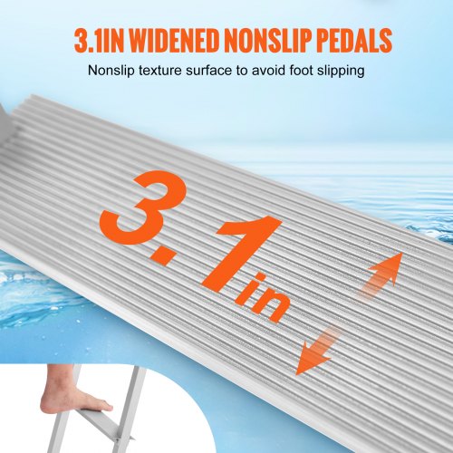 Dock Ladder Removable 3 Steps 500 lbs Load Capacity Aluminum Alloy