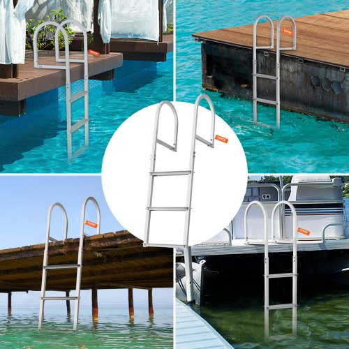Dock Ladder Removable 3 Steps 500 lbs Load Capacity Aluminum Alloy