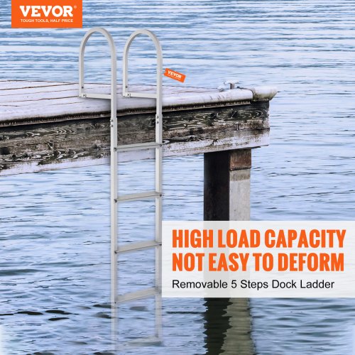 Dock Ladder Removable 5 Steps 500 lbs Load Capacity Aluminum Alloy