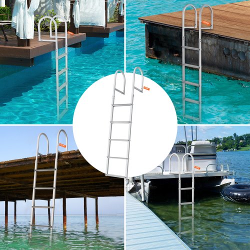Dock Ladder Removable 5 Steps 500 lbs Load Capacity Aluminum Alloy