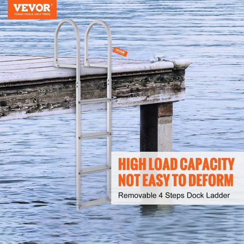 Dock Ladder Removable 4 Steps 500 lbs Load Capacity Aluminum Alloy