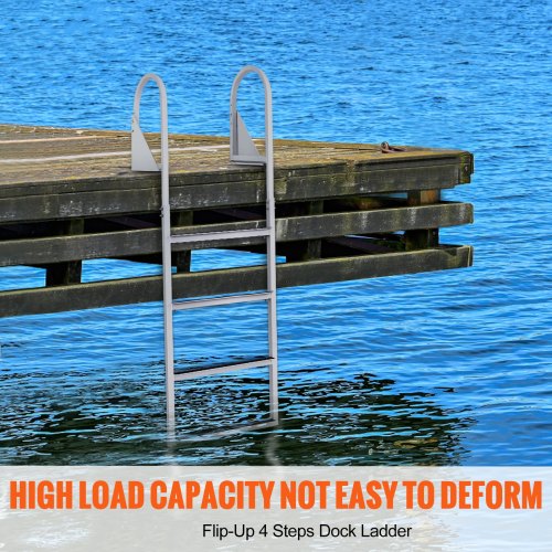 Dock Ladder FlipUp 4 Steps 350 lbs Load Capacity Aluminum Alloy Pontoon