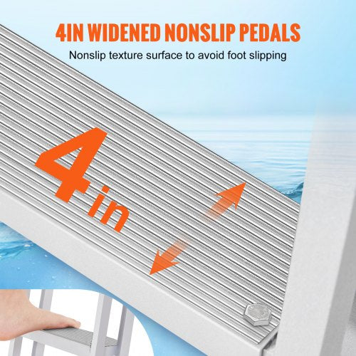 Dock Ladder Retractable 4 Steps 350 lbs Load Capacity Aluminum Alloy