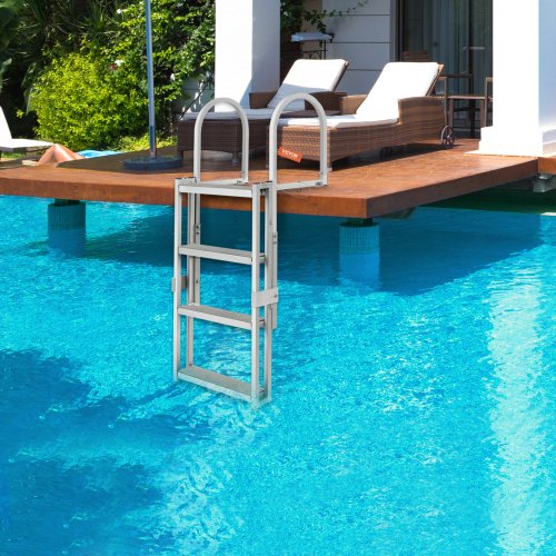 Dock Ladder Retractable 4 Steps 350 lbs Load Capacity Aluminum Alloy