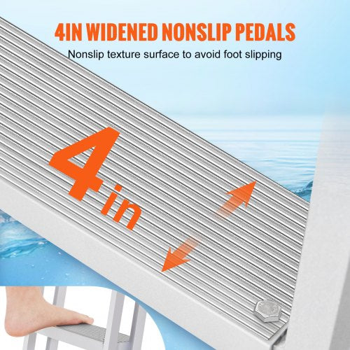 Dock Ladder Retractable 5 Steps 350 lbs Load Capacity Aluminum Alloy