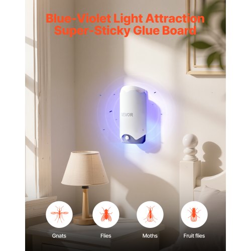 Fly Trap Plugin Gnat Killer Plug and Play Indoor Skeeter Zapper with BlueViolet