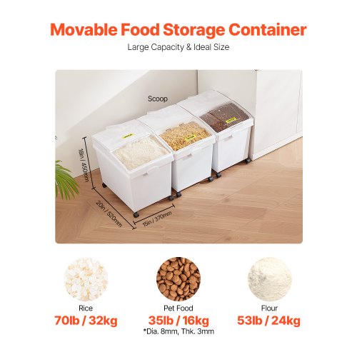 Rice Storage Container 105Gallon40L x3 Capacity Large Dog Food Dispenser