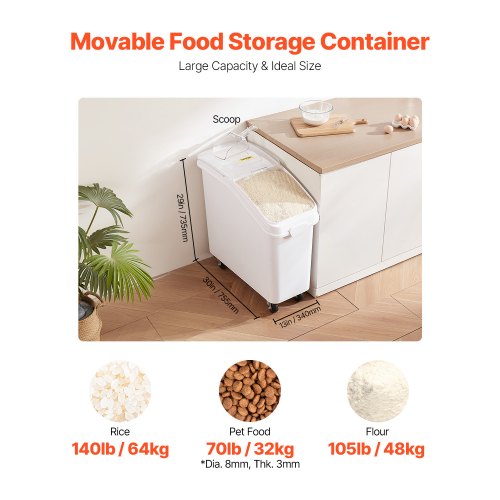 Rice Storage Container 21Gallon80L Capacity Large Dog Food Dispenser Bin