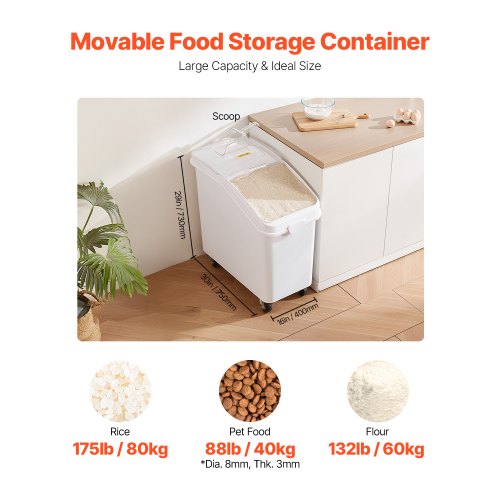 Rice Storage Container 27Gallon100L Capacity Large Dog Food Dispenser Bin