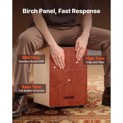 Cajon Box Drum Birch Wood Percussion Instrument Guitar Strings with Travel
