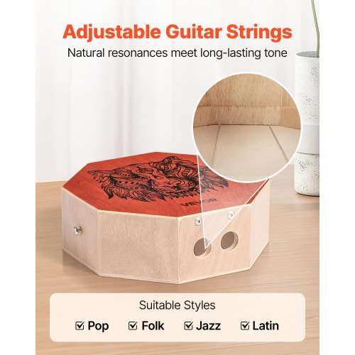 Unique Cajon Box Drum with Internal Guitar Strings Portable Wooden