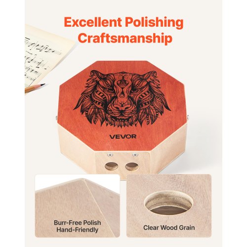 Unique Cajon Box Drum with Internal Guitar Strings Portable Wooden