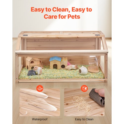 Wooden Hamster Cage 270° Viewing Hamster Habitat 32 x 16 x 16 in Dwarf