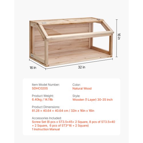 Wooden Hamster Cage 270° Viewing Hamster Habitat 32 x 16 x 16 in Dwarf