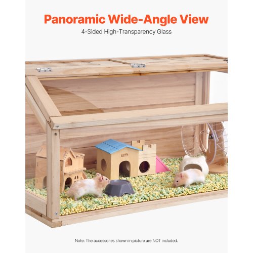Wooden Hamster Cage 270° Viewing Hamster Habitat 40 x 20 x 20in Dwarf