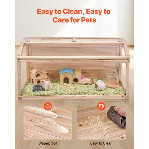 Wooden Hamster Cage 270° Viewing Hamster Habitat 40 x 20 x 20in Dwarf