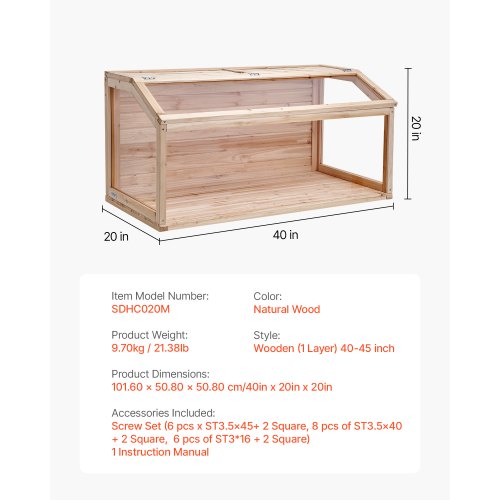 Wooden Hamster Cage 270° Viewing Hamster Habitat 40 x 20 x 20in Dwarf