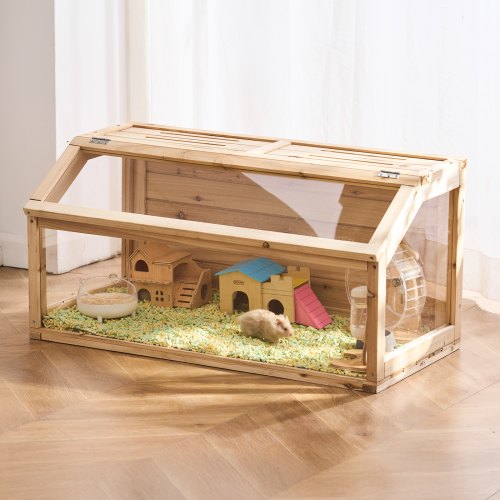 Wooden Hamster Cage 270° Viewing Hamster Habitat 40 x 20 x 20in Dwarf