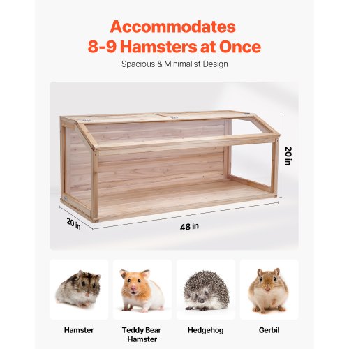Wooden Hamster Cage 270° Viewing Hamster Habitat 48 x 20 x 20in Dwarf
