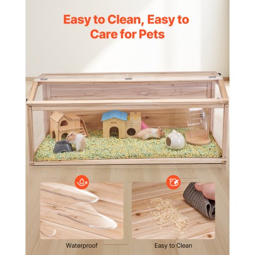 Wooden Hamster Cage 270° Viewing Hamster Habitat 48 x 20 x 20in Dwarf