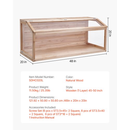 Wooden Hamster Cage 270° Viewing Hamster Habitat 48 x 20 x 20in Dwarf