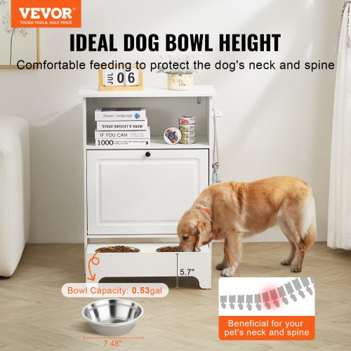 Pet Feeding Station with 2 Stainless Steel Bowls Elevated Dog Bowls with 2