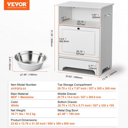 Pet Feeding Station with 2 Stainless Steel Bowls Elevated Dog Bowls with 2