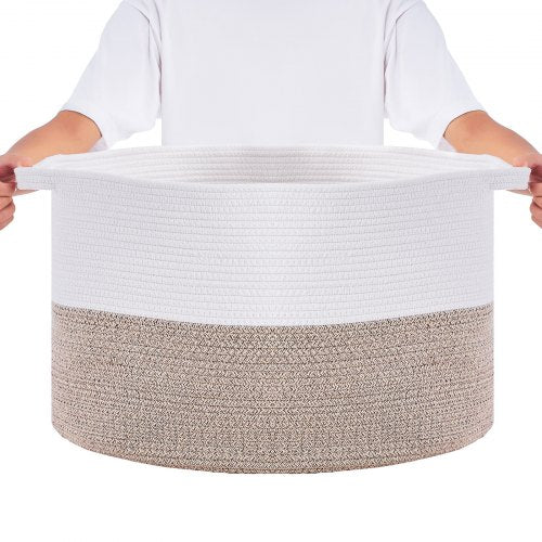 Blanket Basket 67L Cotton Rope Basket Woven Basket with Handles 20 x