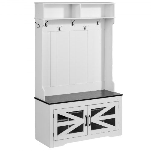 Hall Tree Entryway Bench LED Coat Rack with Shoe Storage 42 Wide Mudroom