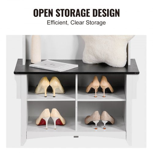 Hall Tree Entryway Bench Coat Rack with Shoe Storage 32 Wide Mudroom