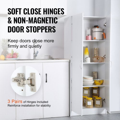 Kitchen Pantry Cabinet 60 Tall Food Pantry Storage Cabinet 110LBS