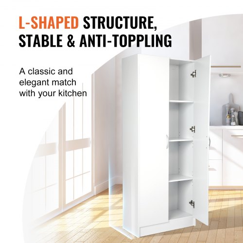 Kitchen Pantry Cabinet 60 Tall Food Pantry Storage Cabinet 110LBS