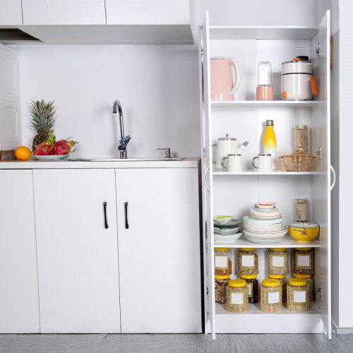 Kitchen Pantry Cabinet 60 Tall Food Pantry Storage Cabinet 110LBS