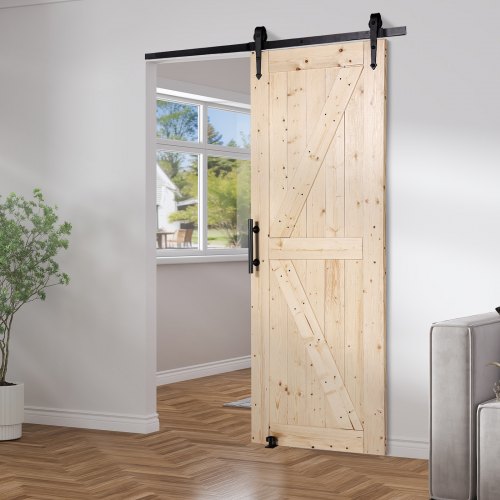Barn Door and Hardware Kit 30 x 84 Wood Sliding Barn Door Smoothly and Hardware