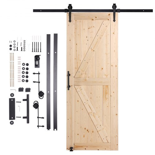 Barn Door and Hardware Kit 30 x 84 Wood Sliding Barn Door Smoothly and Hardware
