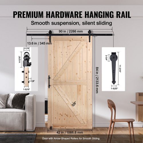 Barn Door and Hardware Kit 42 x 84 Wood Sliding Barn Door Smoothly and Hardware