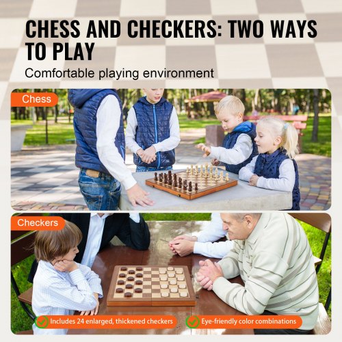 Magnetic Wooden Chess Set 15 inch 2IN1 Chess Checkers Game Set Folding