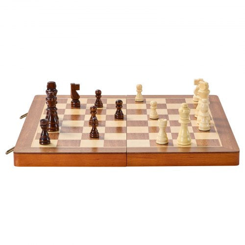 Magnetic Wooden Chess Set 15 inch 2IN1 Chess Checkers Game Set Folding