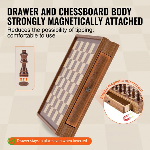 Solid Wood Chess Set 15 inch 2IN1 Chess Checkers Game Set Chess Board