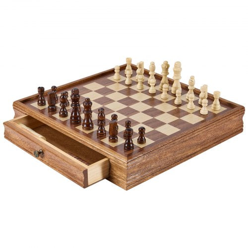Solid Wood Chess Set 15 inch 2IN1 Chess Checkers Game Set Chess Board