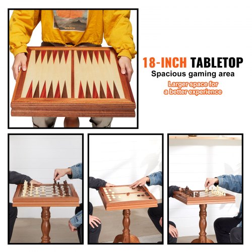 3IN1 Chess Checkers Backgammon Table Set 18 Inch Premium Wooden Chess