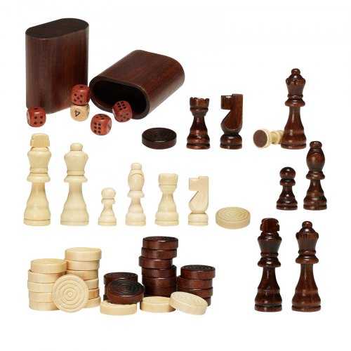 3IN1 Chess Checkers Backgammon Table Set 18 Inch Premium Wooden Chess