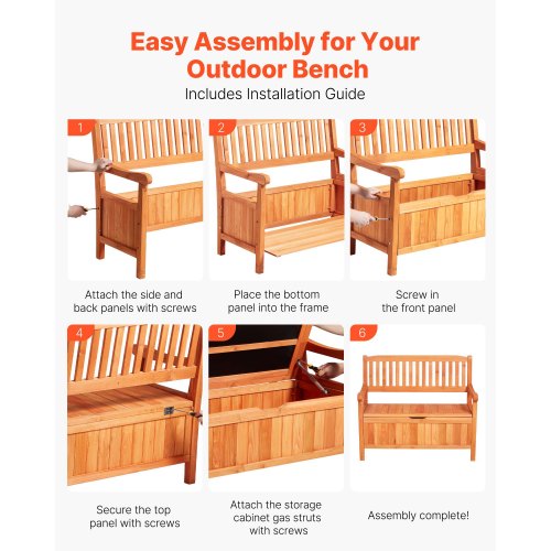 Outdoor Storage Bench 2Person Wooden Storage Bench 33 Gallons Deck Box