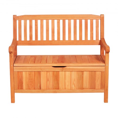 Outdoor Storage Bench 2Person Wooden Storage Bench 33 Gallons Deck Box