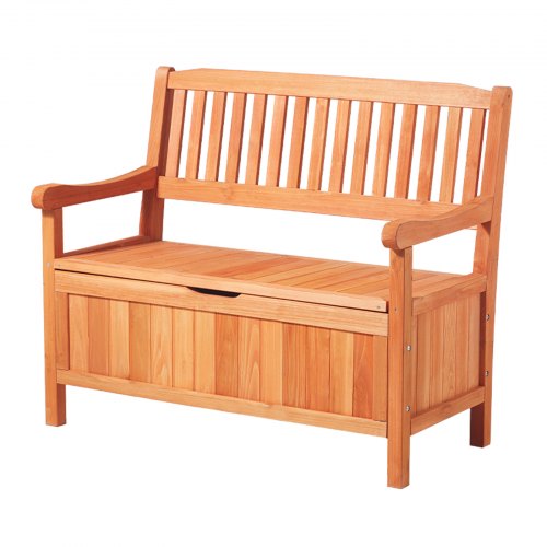 Outdoor Storage Bench 2Person Wooden Storage Bench 33 Gallons Deck Box