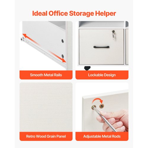 2 Drawer Wooden File Cabinet Mobile Filing Cabinet with Open Shelves 1